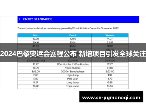 2024巴黎奥运会赛程公布 新增项目引发全球关注